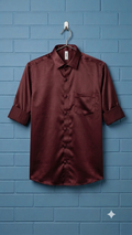 Formal Satin Shirt for men | Solid Maroon
