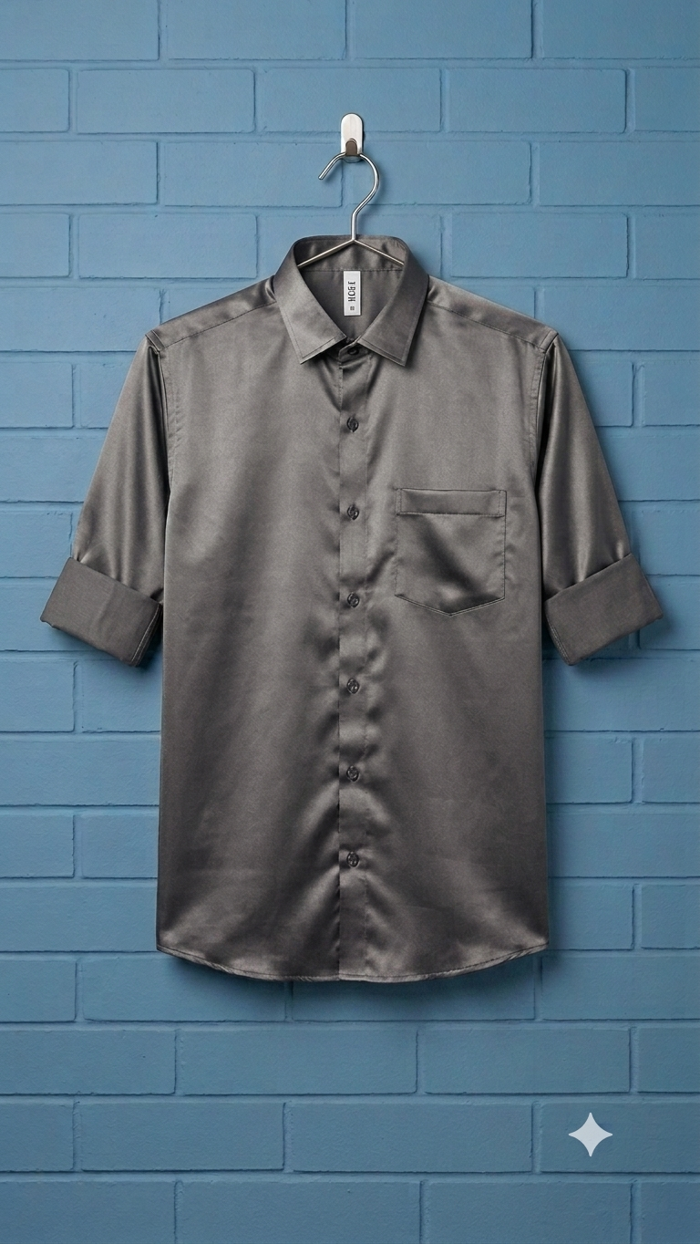 Formal Satin Shirt for men | Solid Grey