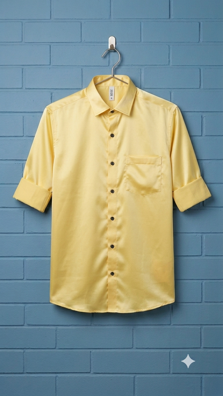 Formal Satin Shirt for men | Solid Yellow