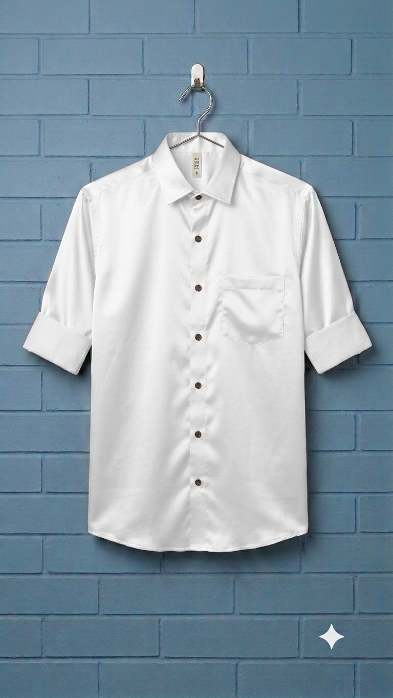 Formal Satin Shirt for men | Solid White
