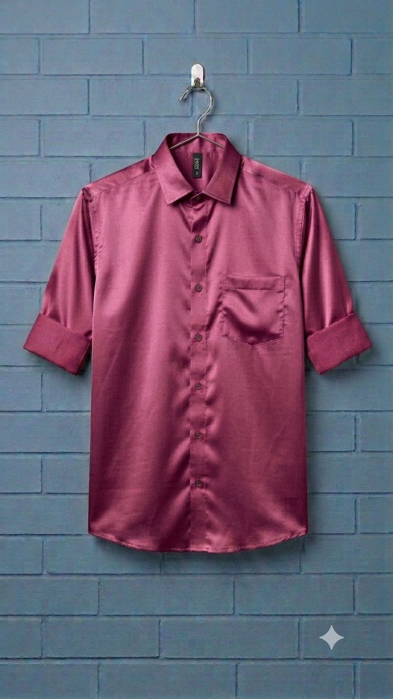 Formal Satin Shirt for men | Solid Wine