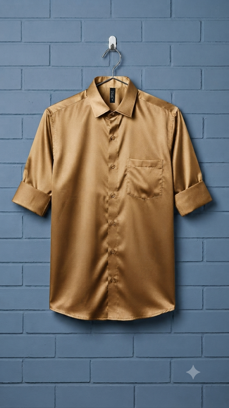 Formal Satin Shirt for men | Solid Gold