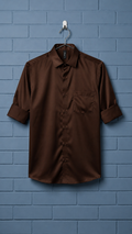 Formal Satin Shirt for men | Solid Brown