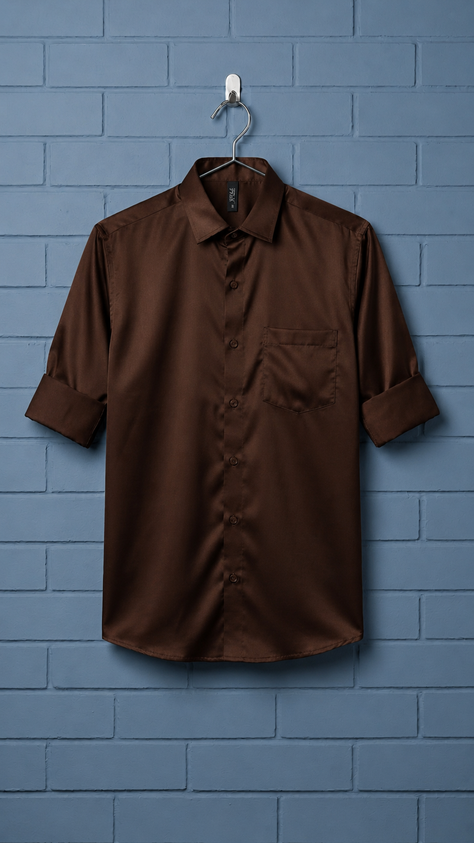 Formal Satin Shirt for men | Solid Brown
